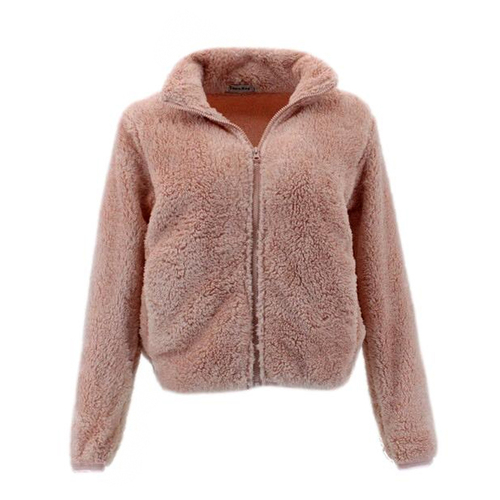 FIL Women's Sherpa Jacket Fleece Winter Warm Soft Teddy Coat - Peach [Size: 8]