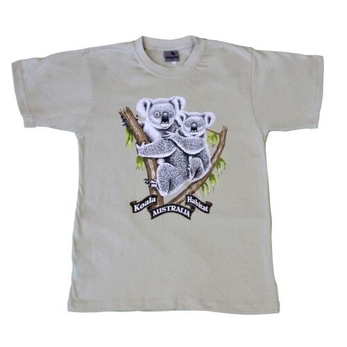 Adult T Shirt Australia Day Souvenir Gift 100% Cotton - Koala Habitat/Cream [Size: XL]