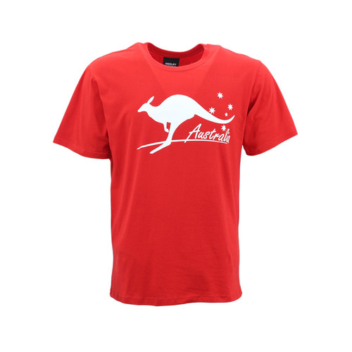 Adult T Shirt Australia Day Souvenir 100% Cotton Kangaroo/Red [Size: S]