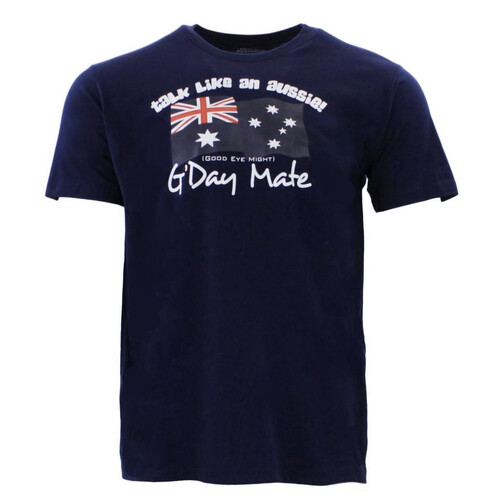 Adult T Shirt Australia Day Souvenir 100% Cotton - G'Day Mate/Navy [Size: XS]