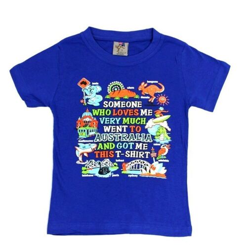 Kids Glitter T-Shirt Souvenir Gift 100% Cotton - Someone/Royal Blue [Size: 0]