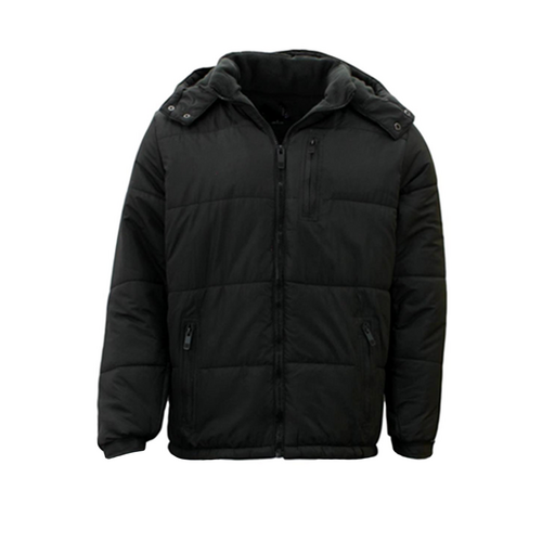 FIL Mens Parka Puffer Jacket Quilted Detachable Hoodie - Black [Size: S]