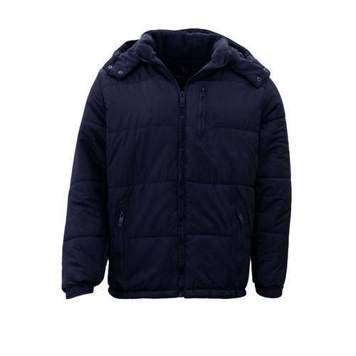 FIL Mens Parka Puffer Jacket Quilted Detachable Hoodie - Navy [Size: S]