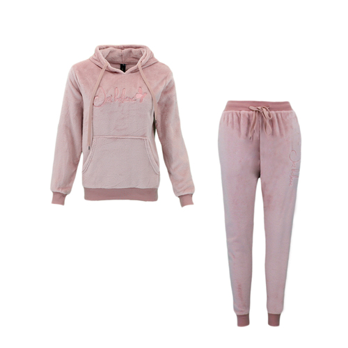 FIL Women's Fleece 2pc Set Hoodie Track Pants - Believe/Dusty Pink [Size: 8]