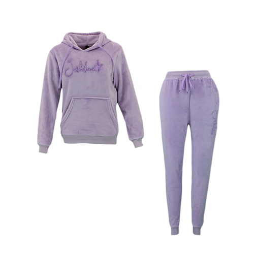 FIL Women's Fleece 2pc Set Hoodie Track Pants - Believe- Light Purple [Size: 8]