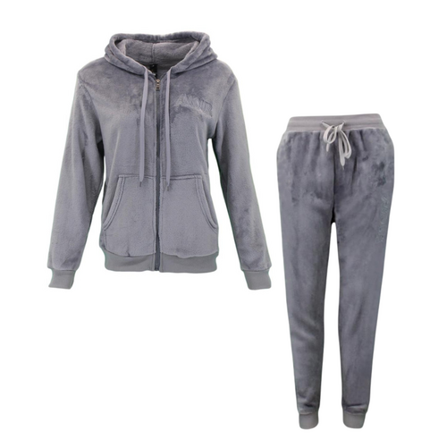 FIL Women's Fleece 2pc Set Hoodie Track Pants - Amour/Grey [Size: 10]