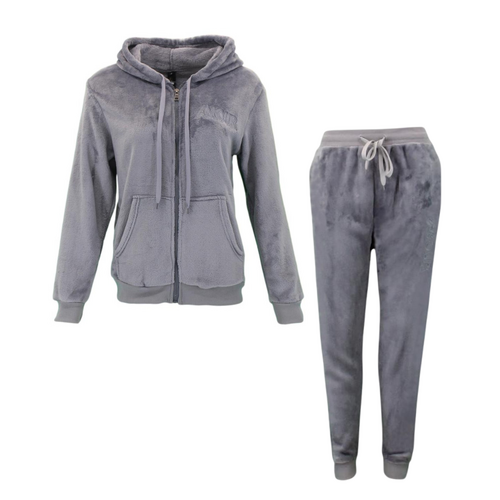 FIL Women's Fleece 2pc Set Hoodie Track Pants - Amour/Grey [Size: 8]