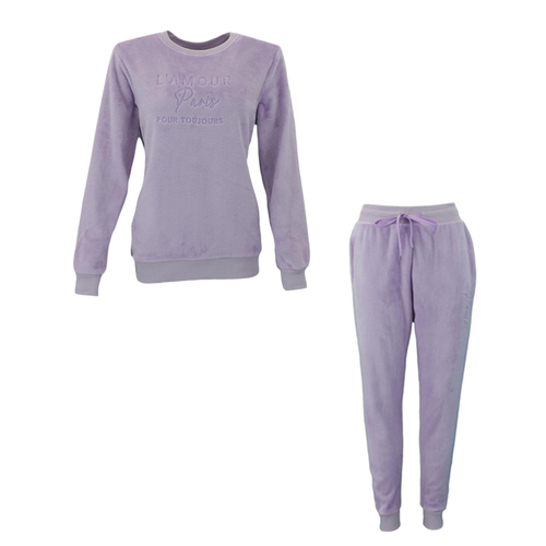 FIL Women's 2pc Set Velvet Fleece Loungewear - L'AMOUR- Light Purple [Size: 8]
