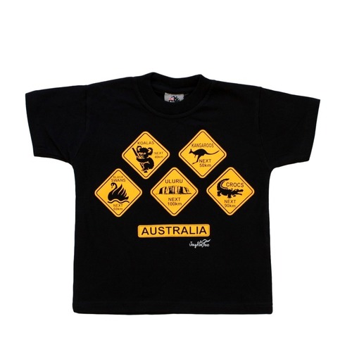 Kids T Shirt Australian Australia Souvenir Gift 100% Cotton - Road Sign [Size: 2]