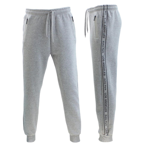 FIL Men's Fleece Track Pants Zipped Pockets LOS ANGELES - Light Grey [Size: S]