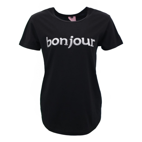 FIL Women's T-Shirt - bonjour - Black [Size: 8]