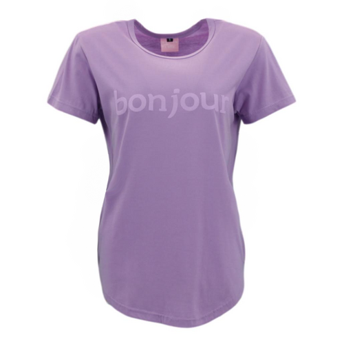 FIL Women's T-Shirt - bonjour - Light Purple [Size: 8]
