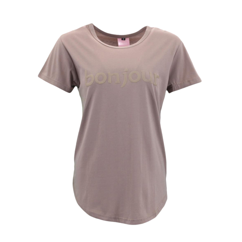 FIL Women's T-Shirt - bonjour - Mocha [Size: 8]