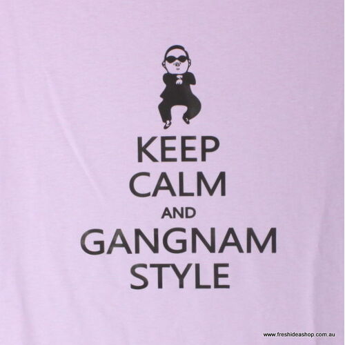 FIL PSY inspired T-Shirt 100% Cotton - Keep Calm & Gangnam Style - Light Purple [Size: M]