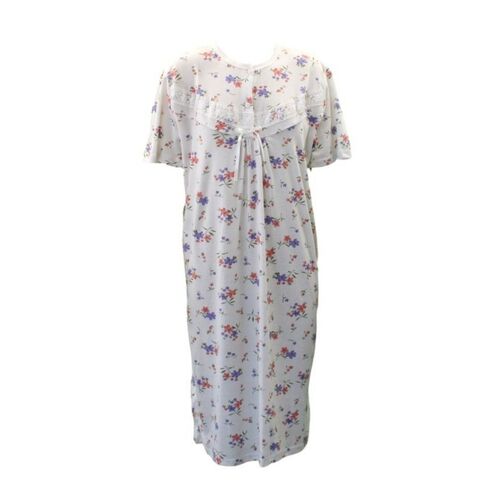 FIL Women's Ladies Cotton Night Gown Pajamas Sleepwear - Flowers (Red/Purple) [Size: 12]