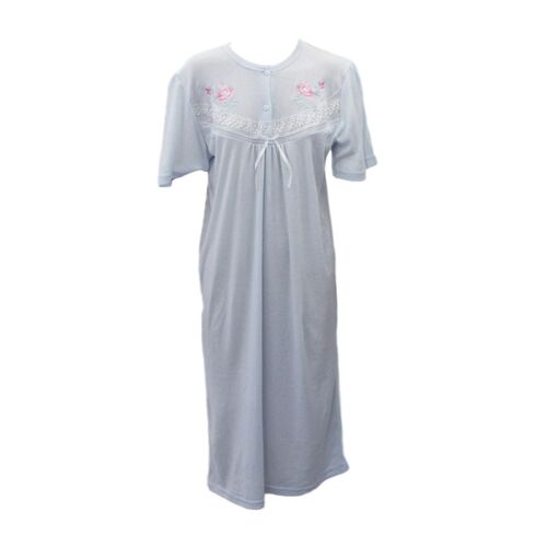 FL Women's Ladies Cotton Night Gown Pajamas Sleepwear - Blue [Size: 12]