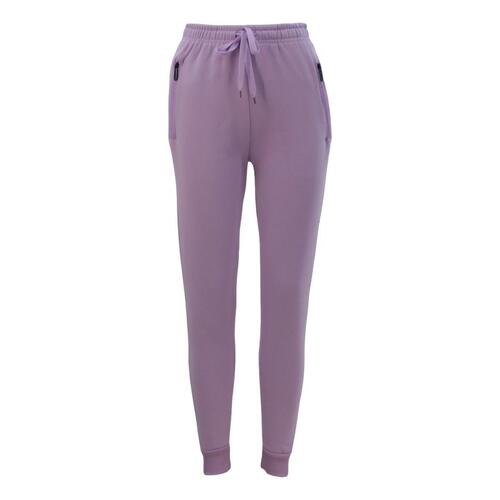 Women's Track Pants Soft Fleece Slim Cuff w Zipped Pockets - Lavender [Size: 8]