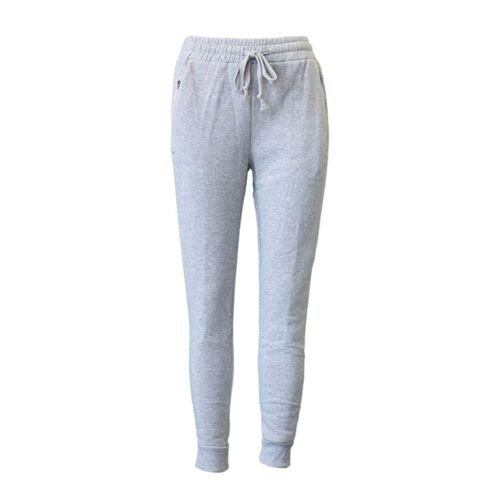 Women's Track Pants Soft Fleece Slim Cuff w Zipped Pockets/Light Grey [Size: 14]