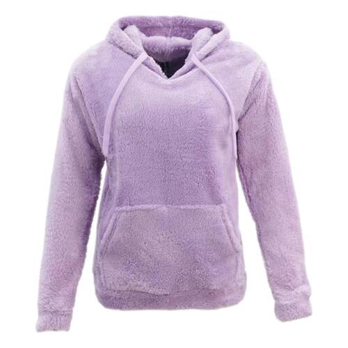 FIL Women's Teddy Fur Fleece Hoodie - Light Purple [Size: 8]