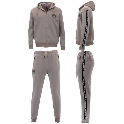 FIL Men's Fleece Zip up Hoodie Tracksuit Set - BROOKLYN/Taupe [Size: S]