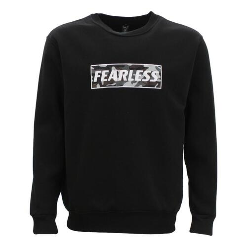 FIL Men's Crew Neck Fleece Pullover Sweater Camo - Fearless - Black [Size: S]