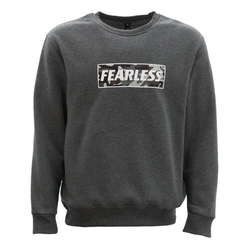 FIL Men's Crew Neck Fleece Pullover Sweater Camo - Fearless - Dark Grey [Size: S]