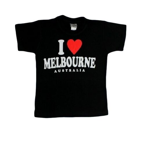 Kids T Shirt Australia Day Souvenir 100% Cotton I Love Melbourne/Black [Size: 2]