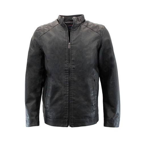 FIL Men's PU Leather Jacket - Black [Size: M]
