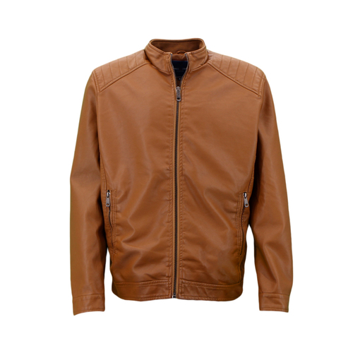 FIL Men's PU Leather Jacket B - Tan [Size: M]