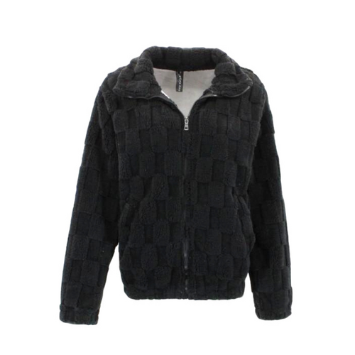 FIL Womens Teddy Fur Fleece Jacket - Black [Size: 8]