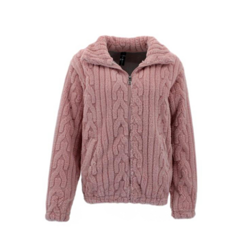 FIL Womens Teddy Fur Fleece Jacket - Dusty Pink [Size: 8]