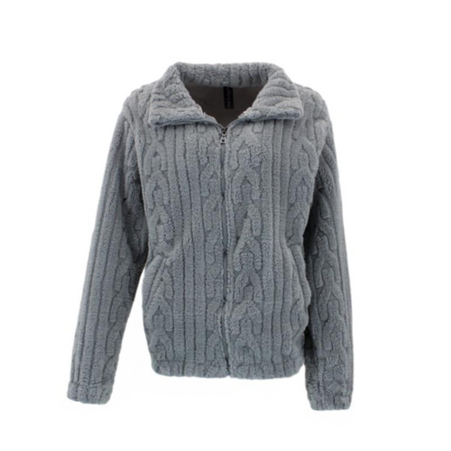 FIL Womens Teddy Fur Fleece Jacket - Grey [Size: 8]