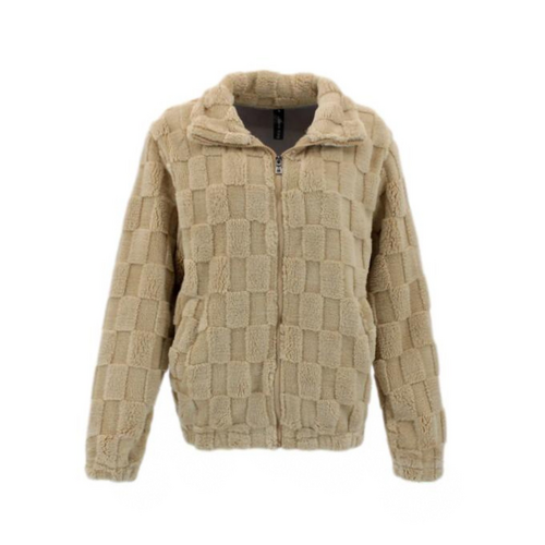 FIL Womens Teddy Fur Fleece Jacket - Mocha [Size: 8]