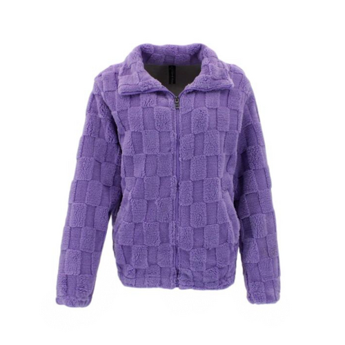 FIL Womens Teddy Fur Fleece Jacket - Purple [Size: 8]