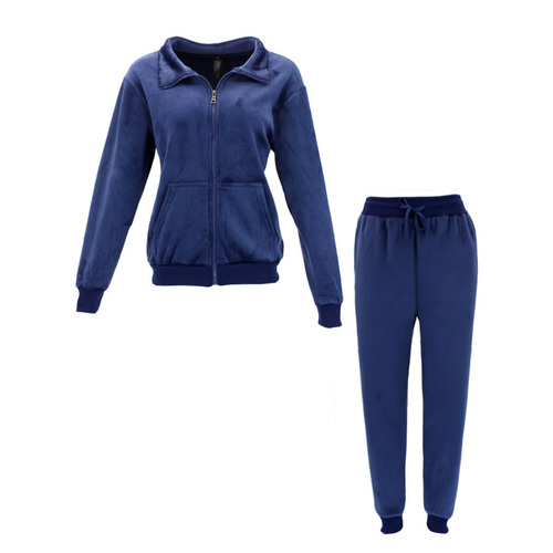 FIL Women's Velour Fleece Zip 2pc Set Loungewear - Navy [Size: 8]