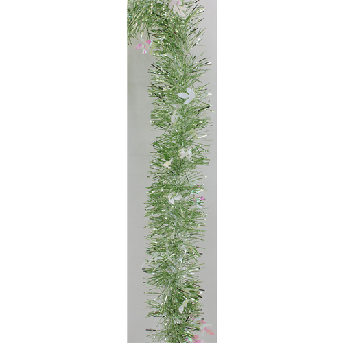 5x Luxury Christmas Tinsel Garland - Pale Green Holly Mixed (2M)