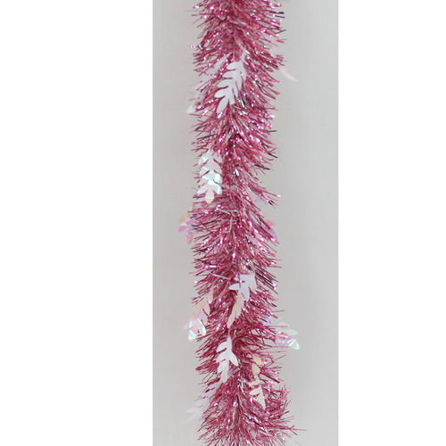 5x Luxury Christmas Tinsel Garland - Pink Holly Mixed (2M)