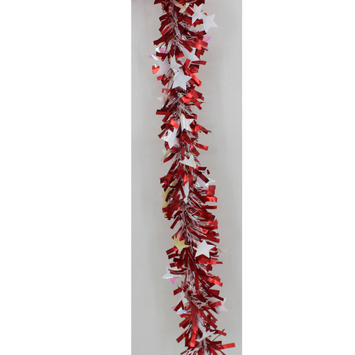 5x Luxury Christmas Tinsel Garland - Star_Red(2M)