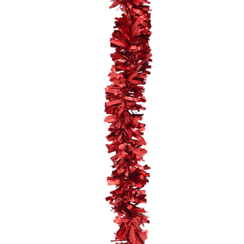 5x Luxury Christmas Tinsel Garland - Red Thick Matt