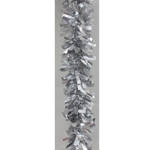 5x Luxury Christmas Tinsel Garland - Silver Thick Matt