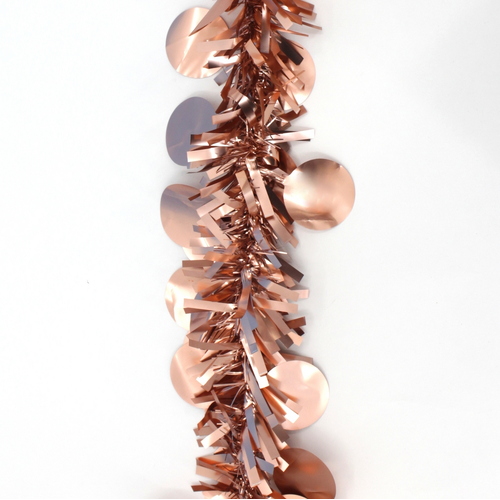 5x Luxury Christmas Tinsel Garland - Rose Gold Baubles Matt