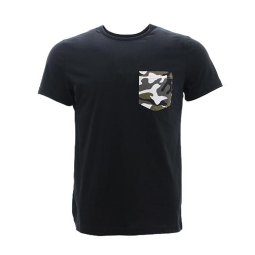 FIL Men's Cotton T-Shirt Camo Pocket - Black [Size: S]