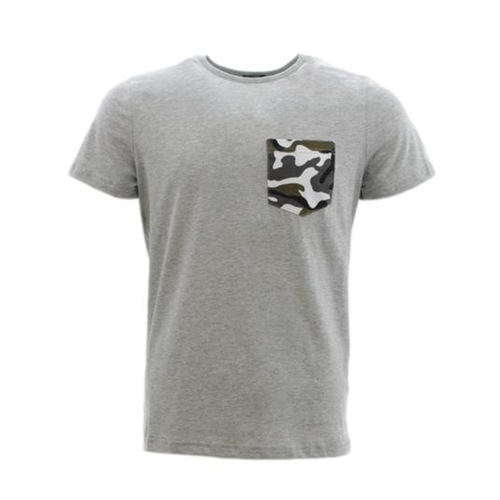FIL Men's Cotton T-Shirt Camo Pocket - Light Grey [Size: S]