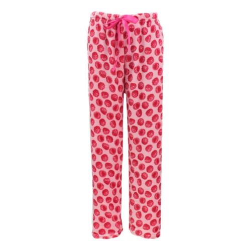 Womens Plush Fleece Pyjama Lounge Pants - Pink/Raspberry [Size: 10-12]