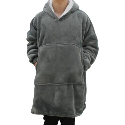 FIL Oversized Hoodie Blanket Fleece Pullover -  Dark Grey (Adult)