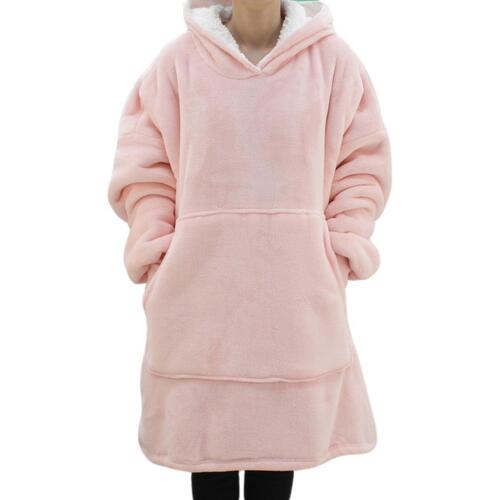 FIL Oversized Hoodie Blanket Fleece Pullover -  Light Pink (Adult)