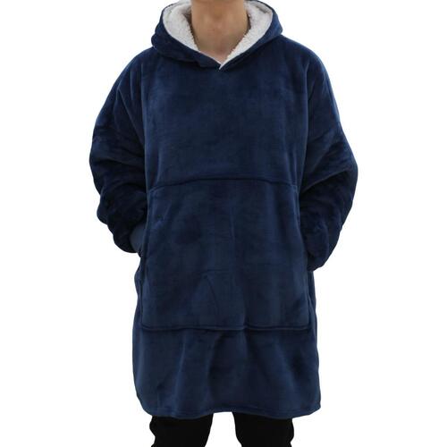 FIL Oversized Hoodie Blanket Fleece Pullover -  Navy (Adult)