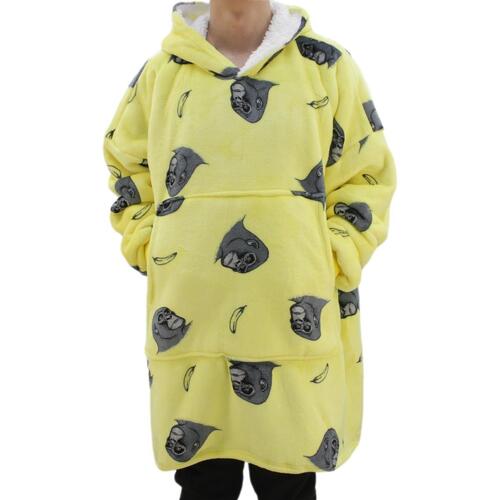 FIL Oversized Hoodie Blanket Fleece Pullover -  Gorilla/Yellow (Adult)