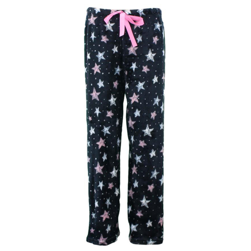 FIL Women's Plush Fleece Pyjama Lounge - Black/Stars [Size: 8-10]