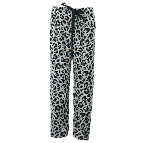 FIL Women's Plush Fleece Pyjama Lounge - Green Leopard Print [Size: 14-16]